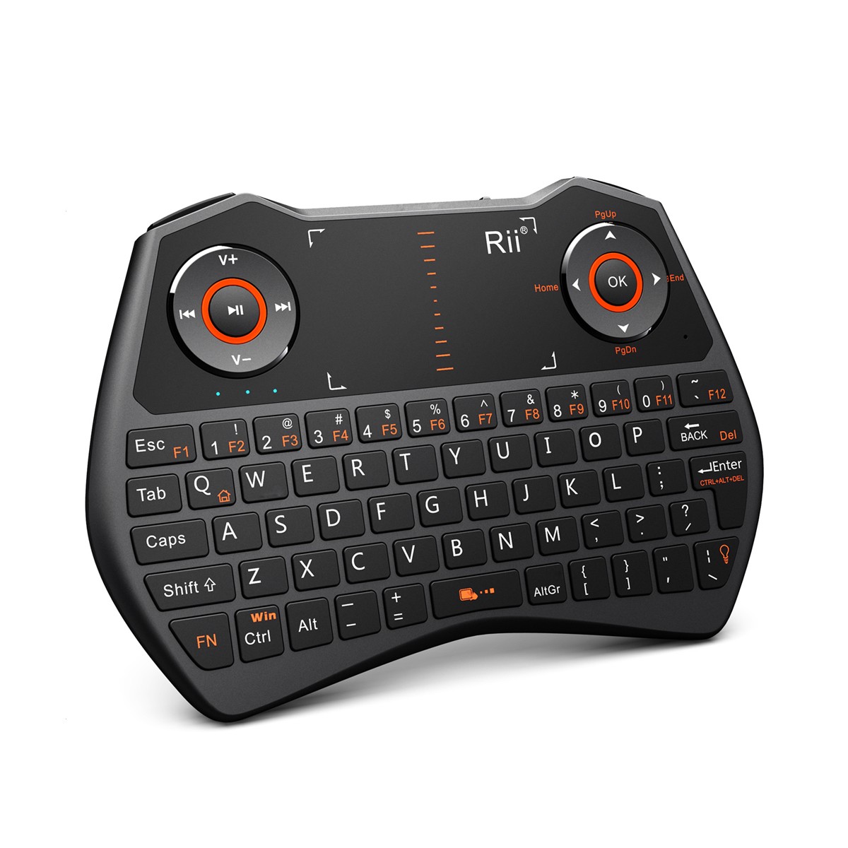 Mini tastatura Rii i28C, wireless, iluminata, touchpad, pentru Computer, Smart TV Negru - 1 | YEO