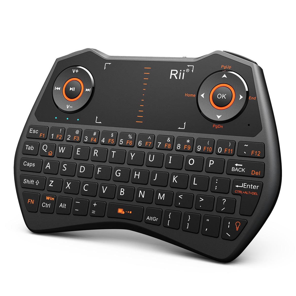 Mini tastatura Rii i28C, wireless, iluminata, touchpad, pentru Computer, Smart TV Negru - 3 | YEO