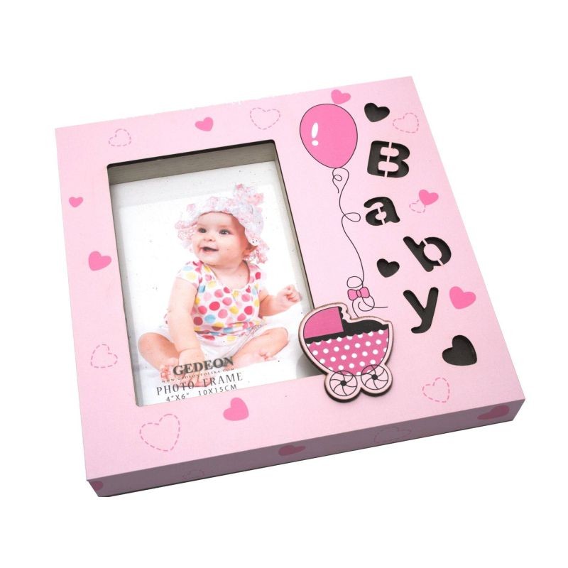 Rama foto Cute Baby, iluminata LED, format foto 10X15, metalica Roz - 1 | YEO