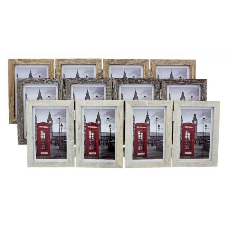 Rama foto multipla de birou Big Ben, 10x15 cm, cadru lemn, balamale Gri