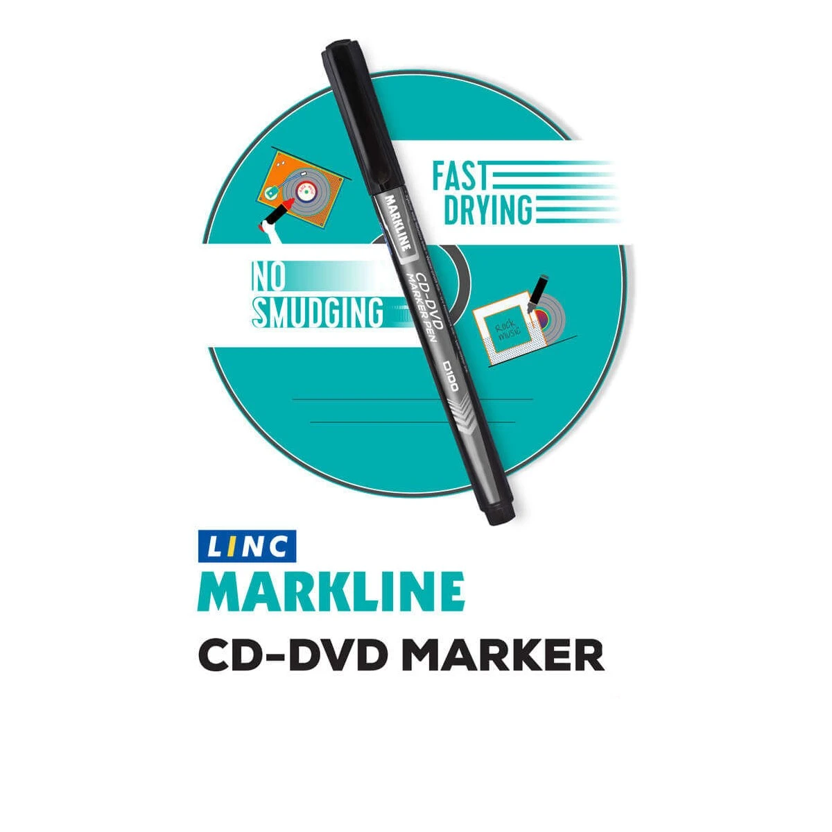 Marker CD/DVD, varf 0.5 mm, uscare rapida Verde - 1 | YEO