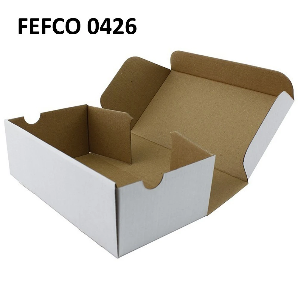 Cutie carton cu autoformare 130x90x35 alb, microondul E 360 g, FEFCO 0426