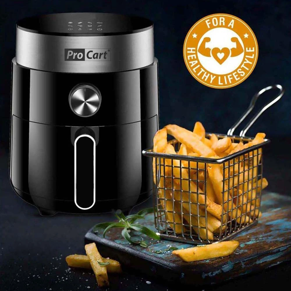 Friteuza cu aer cald AirFryer 1200 W, capacitate 2.5 L, display digital LED, ProCart