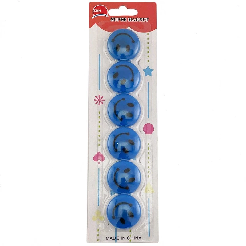 Magneti Smiley Face, diametru 35 mm, set 6 bucati Rosu - 2 | YEO