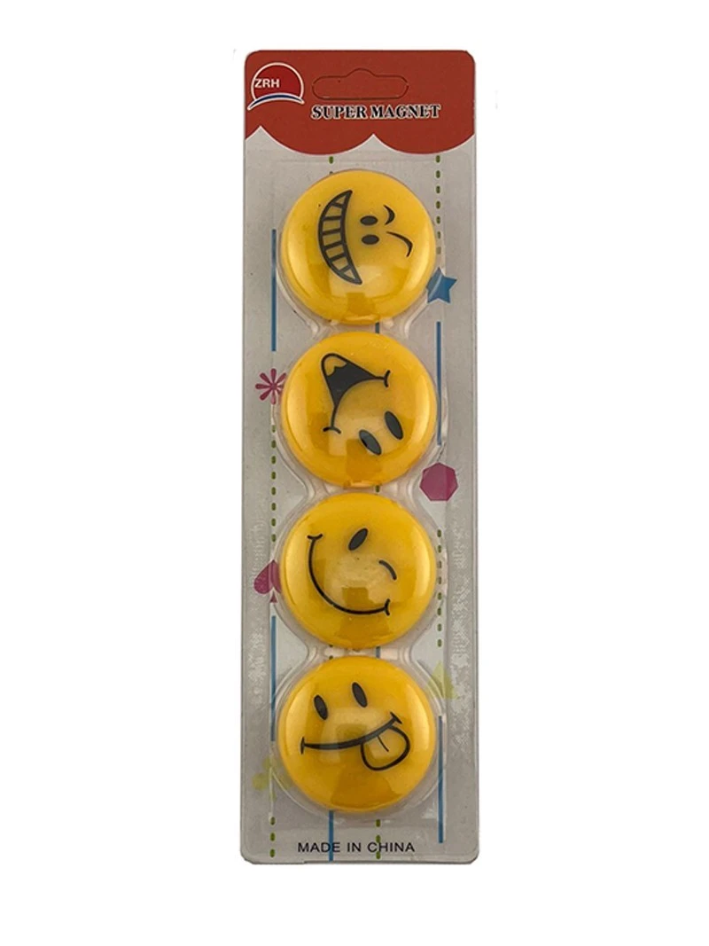 Magneti Smile Face, diametru 4 cm, set 4 Emoji diferiti - 3 | YEO