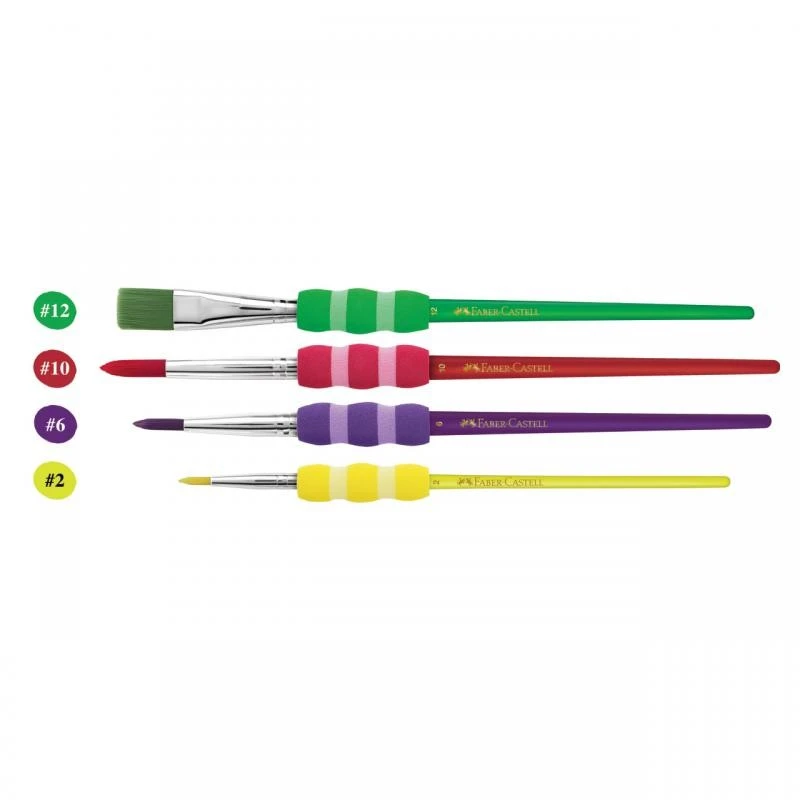 Set 4 pensule pictura, par sintetic colorat, grip moale - 2 | YEO