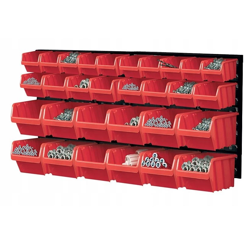 Organizator cutii plastic pentru atelier, 2 placi montare perete, 80x40x16.5 cm