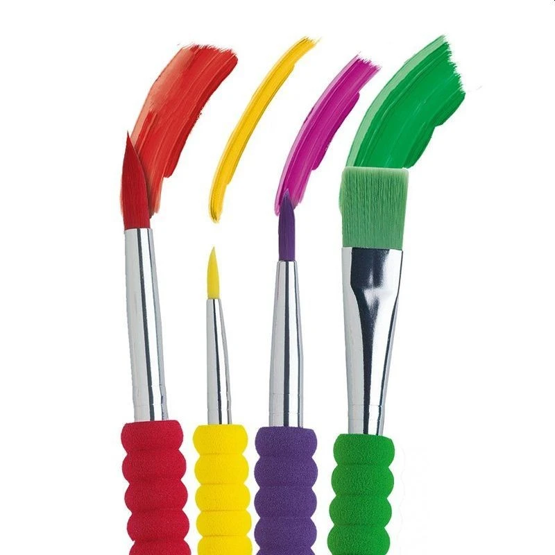 Set 4 pensule pictura, par sintetic colorat, grip moale - 1 | YEO