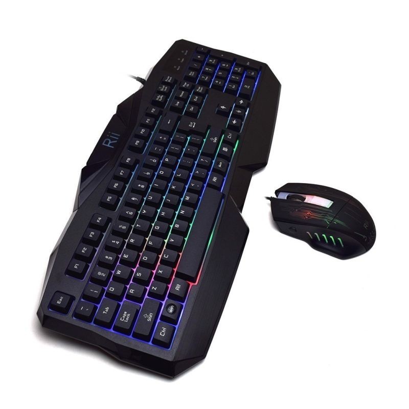 Kit tastatura si mouse gaming, iluminata, USB, 104 taste, Rii, resigilat - 3 | YEO