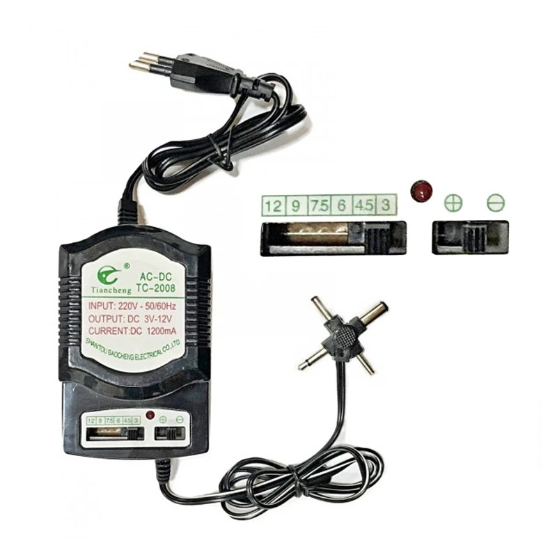 Alimentator universal reglabil 3V-12V, AC 220V, DC 1200 mAh, 4 mufe