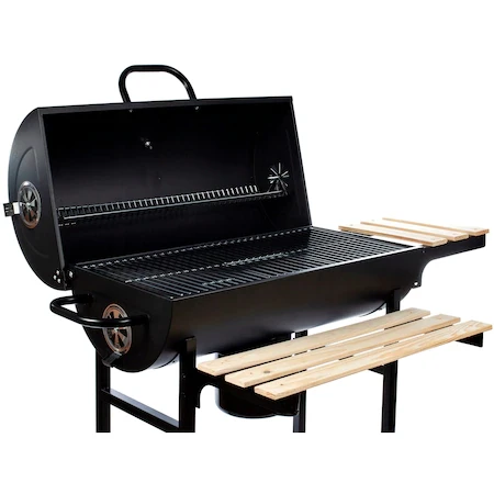 Gratar carbune BBQ, 2 rafturi lemn, colector cenusa, termometru incorporat, sort inclus - 3 | YEO