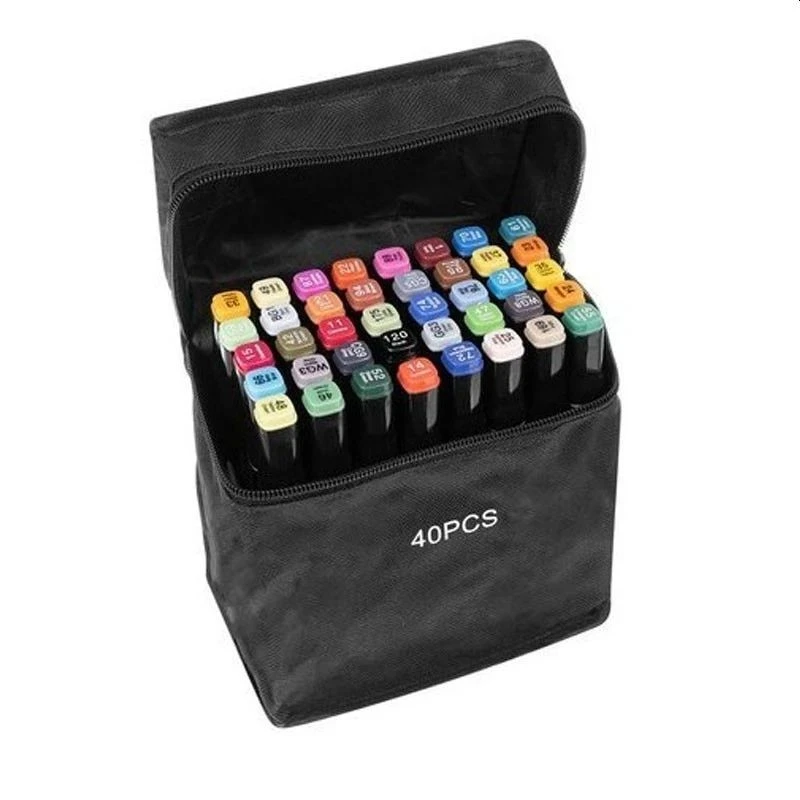 Set 40 markere multicolore cu 2 capete pentru scriere, geanta depozitare inclusa - 2 | YEO