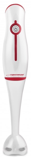 Blender vertical Esperanza, lame otel, maner ergonomic, 250W, 50/60 Hz, plastic, alb/rosu
