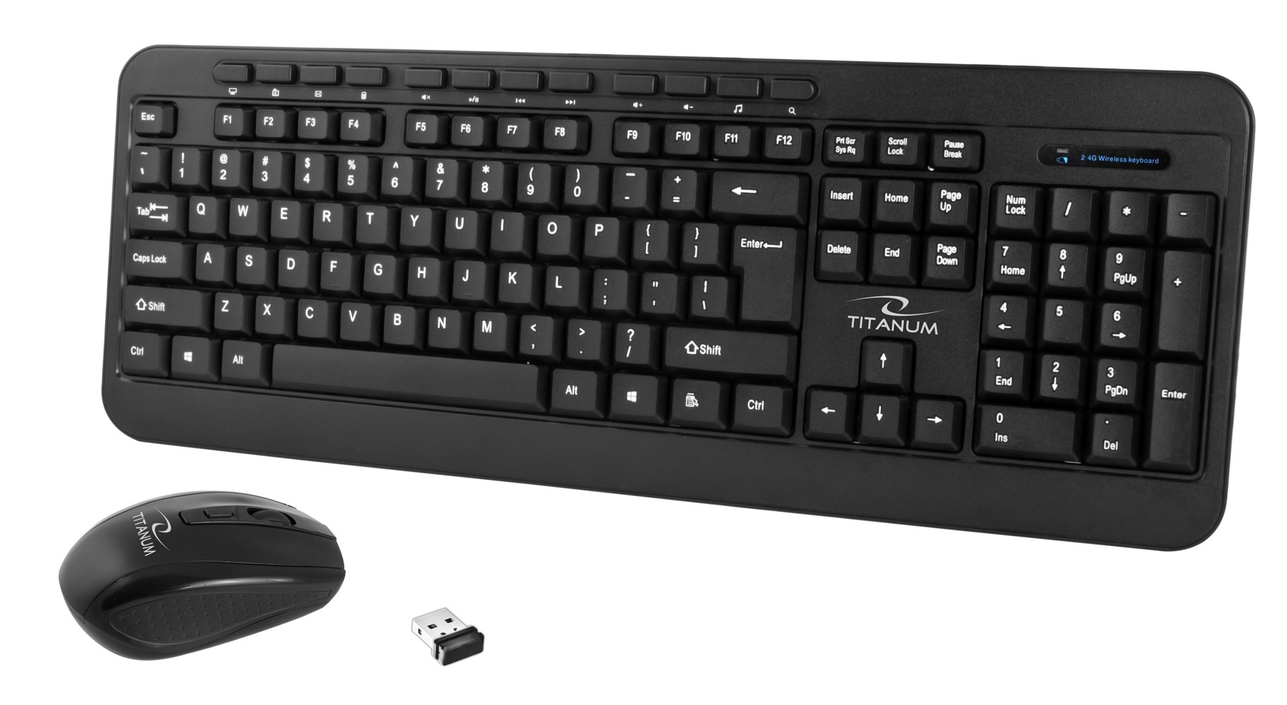 Kit tastatura si mouse bluetooth 2,4 Ghz Esperanza Akron, USB, 3 butoane, 1600dpi, negru