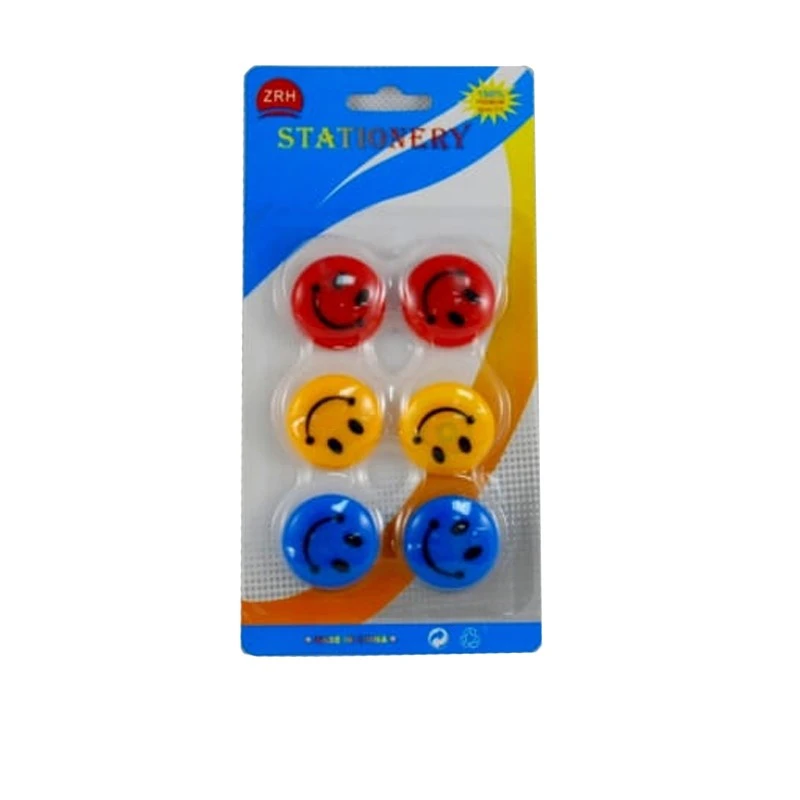 Set 6 magneti pentru frigider Smiley Faces, 30 mm, multicolor