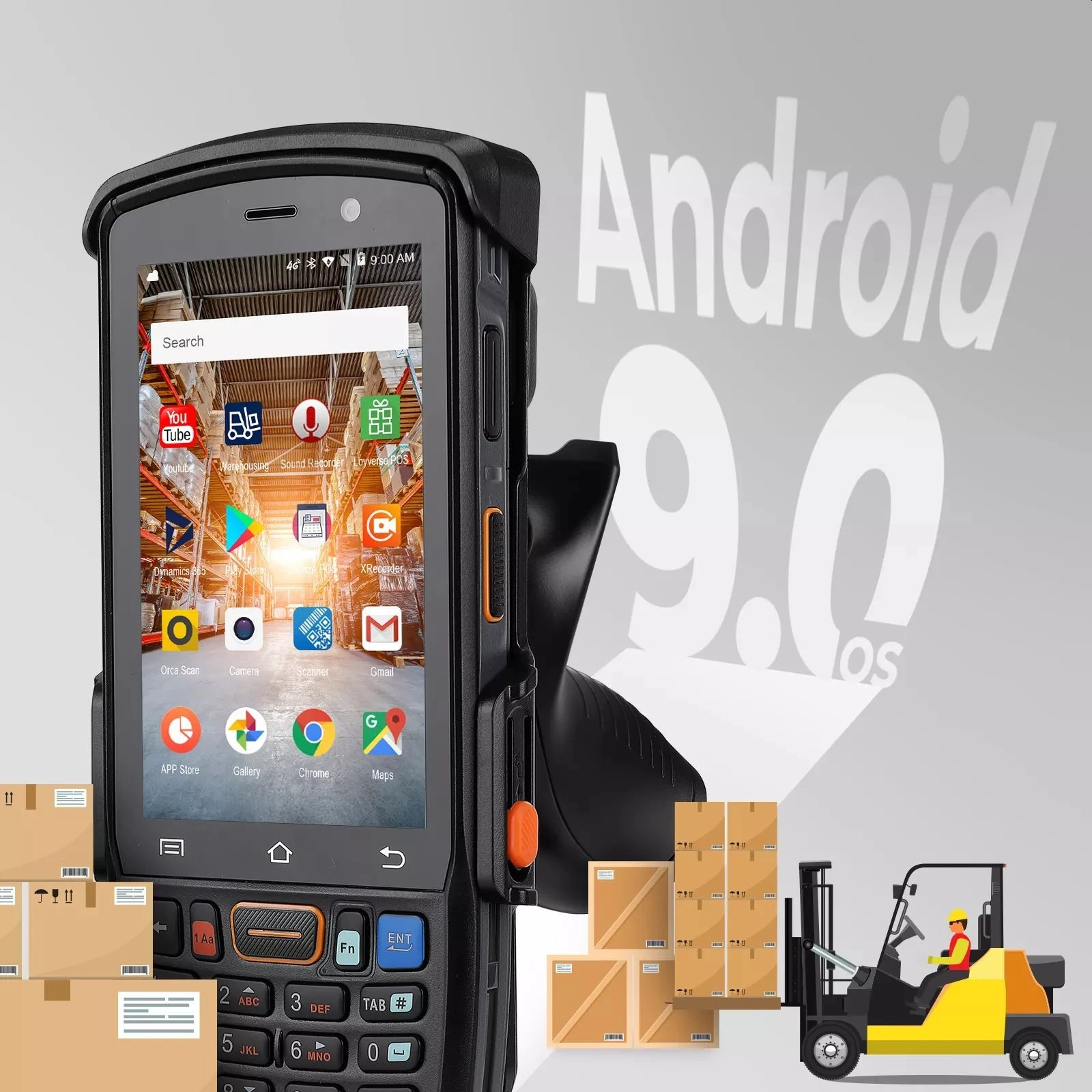 PDA cititor coduri de bare 2D, Android 9.0, Wifi, Bluetooth, GPS, dual SIM, IP67 - 3 | YEO