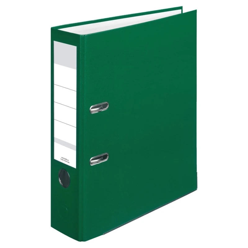 Biblioraft plastifiat, A4, latime cotor 8 cm, bordura metalica, spatiu notite, verde