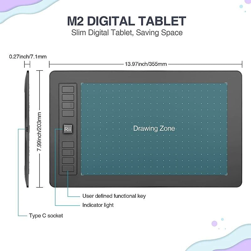 Tableta grafica, 8 taste, Stylus cu 8192 niveluri presiune, Android, USB, 35x20 cm - 3 | YEO