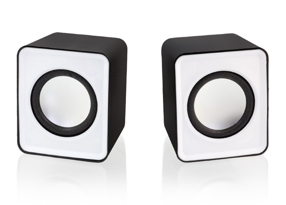 Mini boxe stereo 2.0, 6W, 30Hz - 20Khz, 4Ω, 80dB, 182g, 7 x 6 x 4,5cm, negru/alb - 2 | YEO