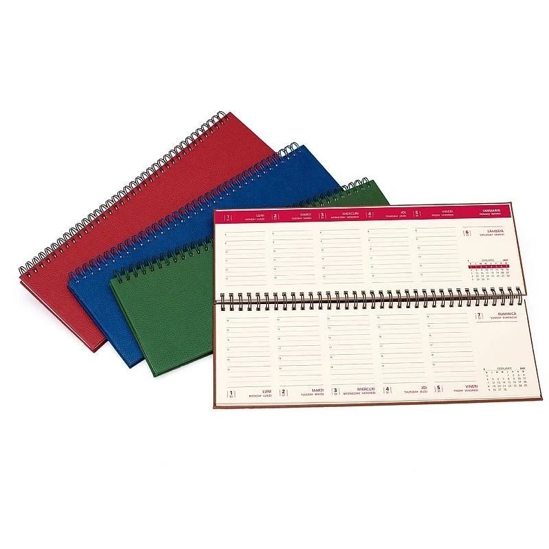 Planner saptamanal, an 2024, 112 pagini offset ivory, format 30x10 cm, coperta piele ecologica, verde - 1 | YEO