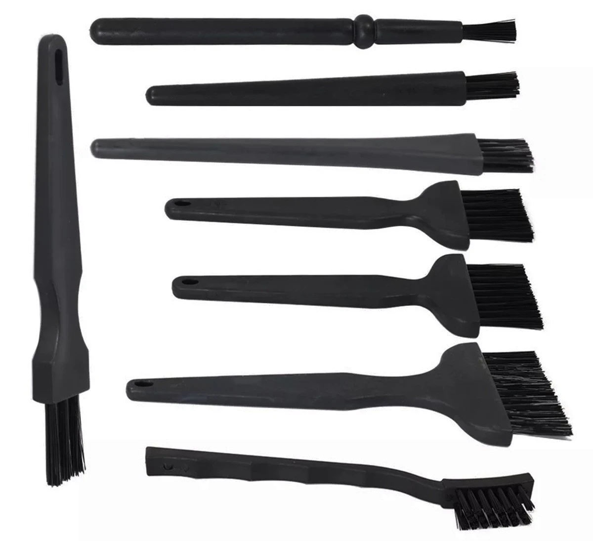 Set perii antistatice pentru aparate electronice, 8 piese, plastic, 12,5 - 17cm, negru