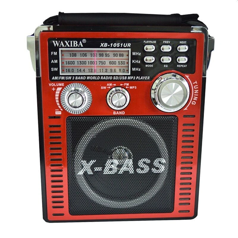 Radio portabil 3 benzi, MP3 player, SD, USB, control volum, rosu negru