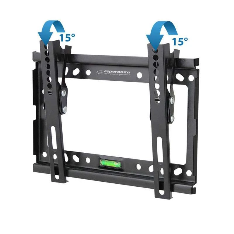 Suport TV de perete, reglabil 14-50 inch, maxim 25 kg, inclinare la 15 grade, negru - 2 | YEO