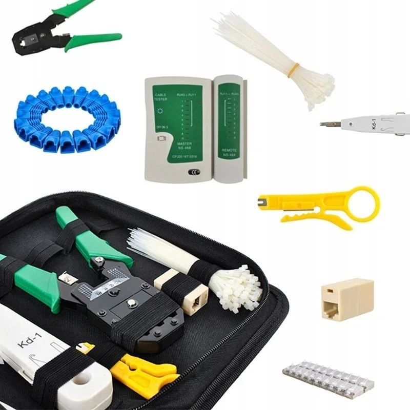 Kit instrumente de retea LAN, mufe, cleste, tester cabluri, instrument sertizare, mapa depozitare - 2 | YEO