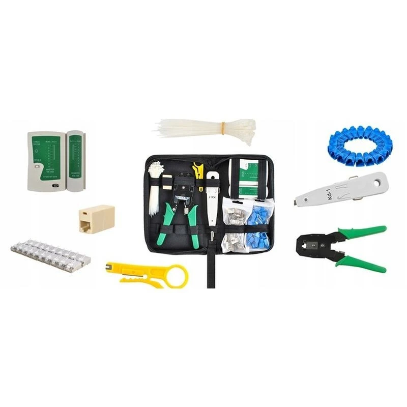 Kit instrumente de retea LAN, mufe, cleste, tester cabluri, instrument sertizare, mapa depozitare - 1 | YEO