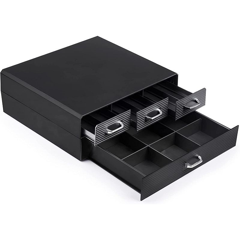 Organizator capsule cafea, 4 sertare depozitare, 2 nivele, negru, RESIGILAT - 1 | YEO