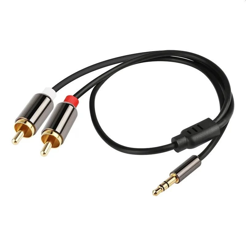 Cablu audio, lungime 1 metru, mufa stereo Jack 3.5mm, 2 mufe RCA, negru - 3 | YEO