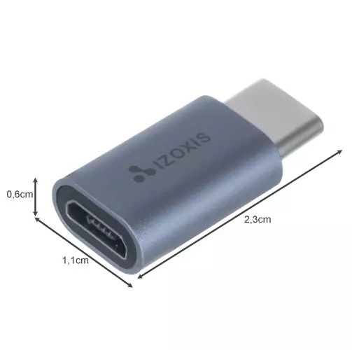 Adaptor USB Type C - USB B 2.0, conector Micro USB, tehnologie OTG, 480mb/s, 2,1A, metal/PVC, 2,3x0,6x1,1 cm - 2 | YEO