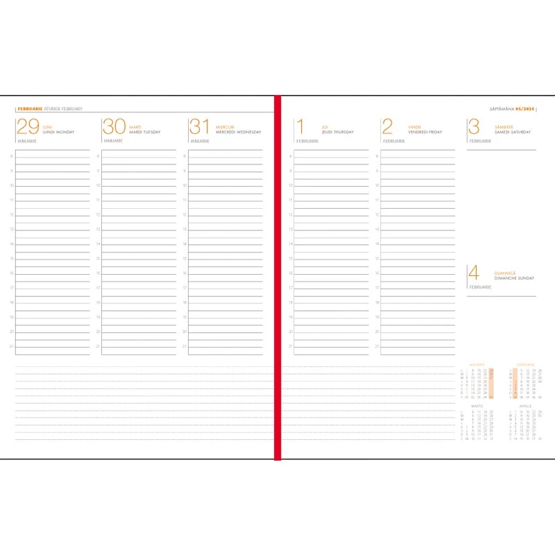 Agenda datata 2024, planificare saptamanala, format A4, 152 pagini, coperta buretata verde - 3 | YEO