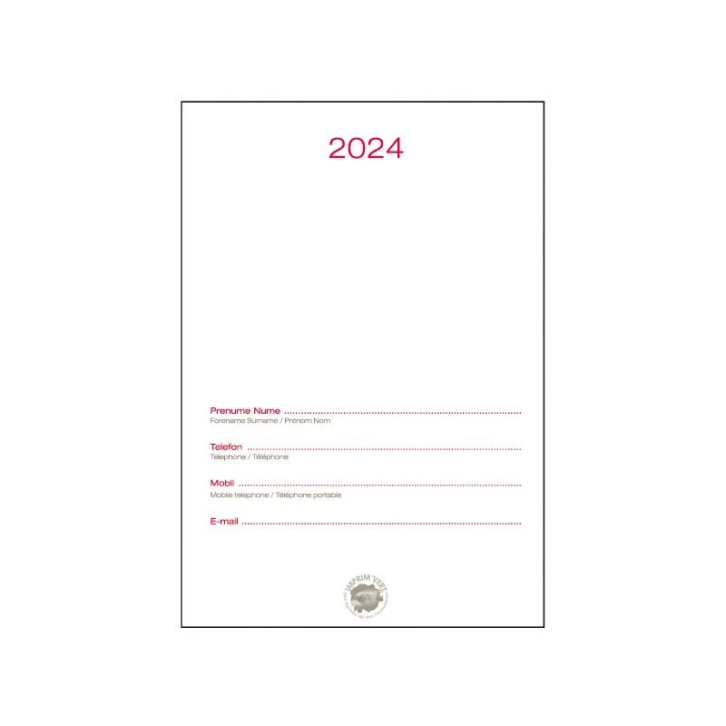 Agenda datata 2024, A5, margini rotunjite, coperta buretata rosie - 2 | YEO