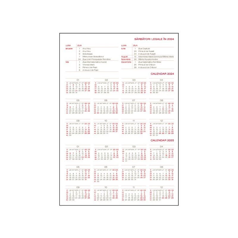 Agenda datata 2024, A5, margini rotunjite, coperta buretata rosie - 3 | YEO