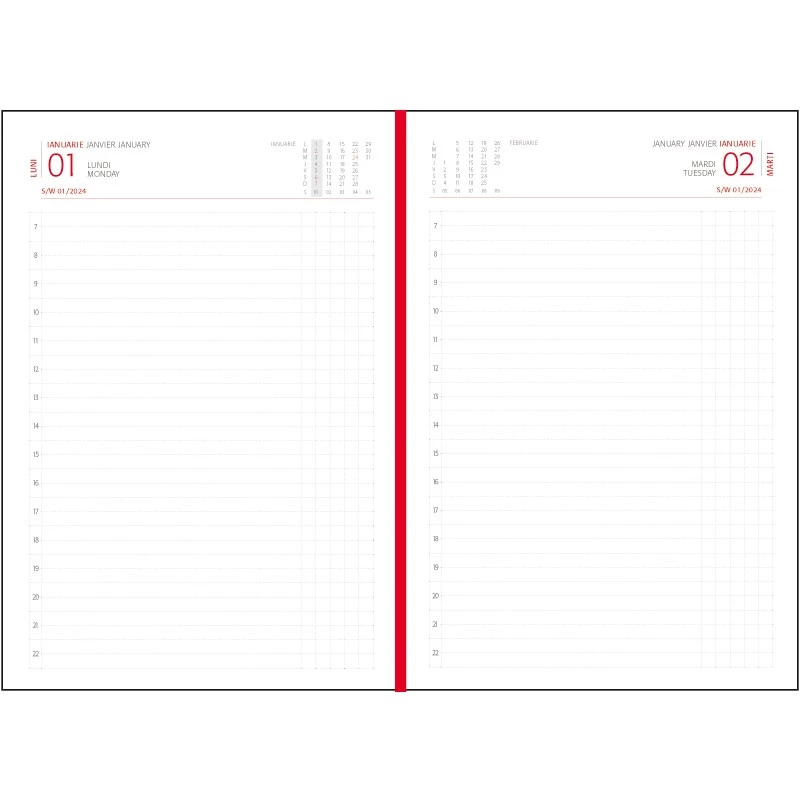 Agenda zilnica A5, anul 2024, 360 pagini, hartie 70g/mp, coperti piele ecologica - 3 | YEO