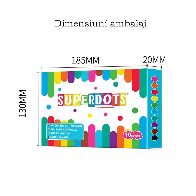 Set 10 carioci Dot Markers, lavabile, varf bulina burete 1 cm - 4 | YEO