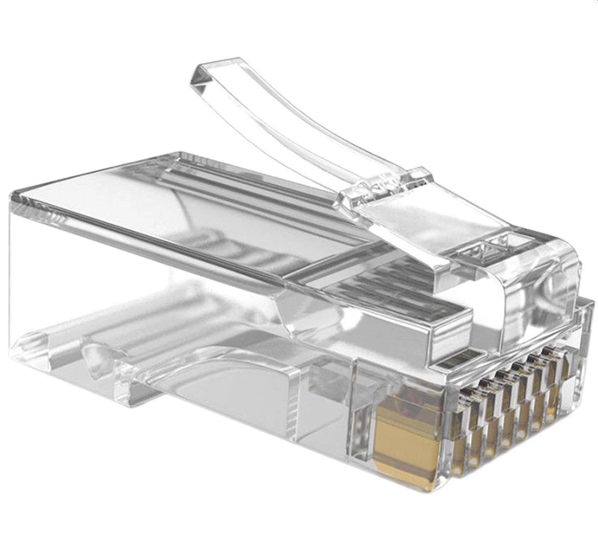 Set 100 mufe RJ45 8P8C, pini placati aur, transparente