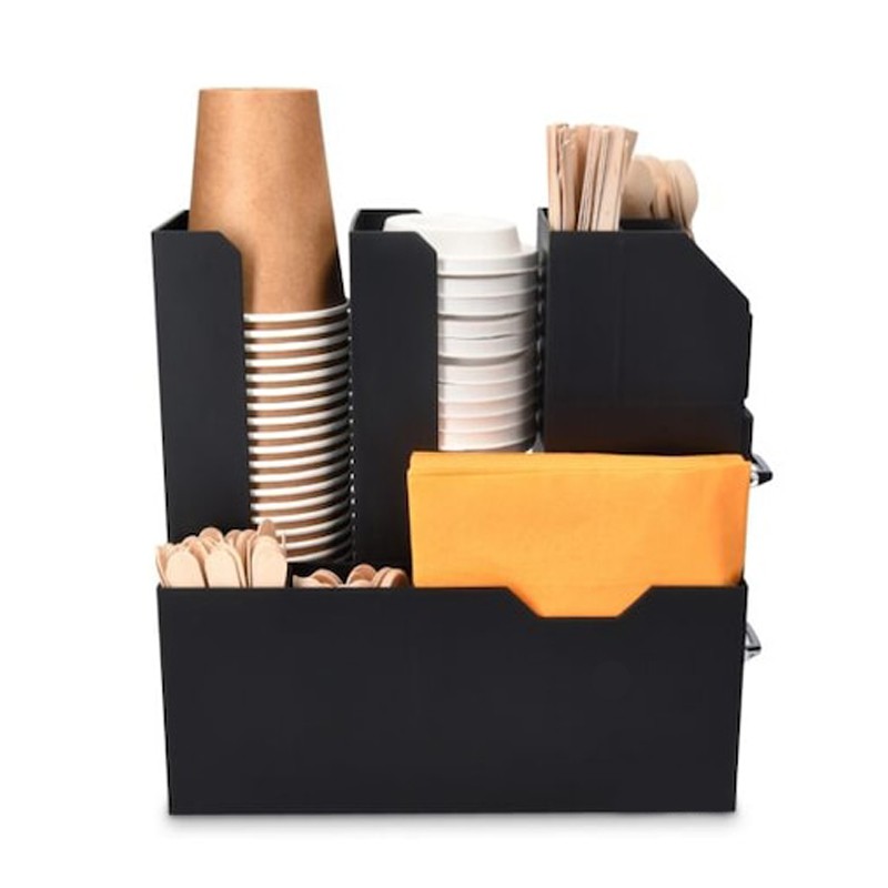 Stand organizator pentru cafea, 2 sertare, 9 compartimente, 29x28.5x13.5 cm, negru, RESIGILAT - 2 | YEO