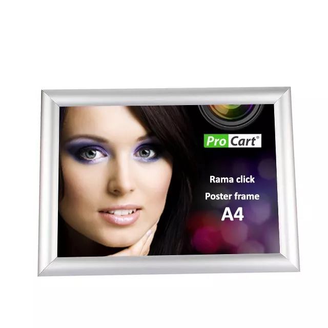 Rama click aluminiu A4, poster frame cu fixare perete, argintie - 1 | YEO