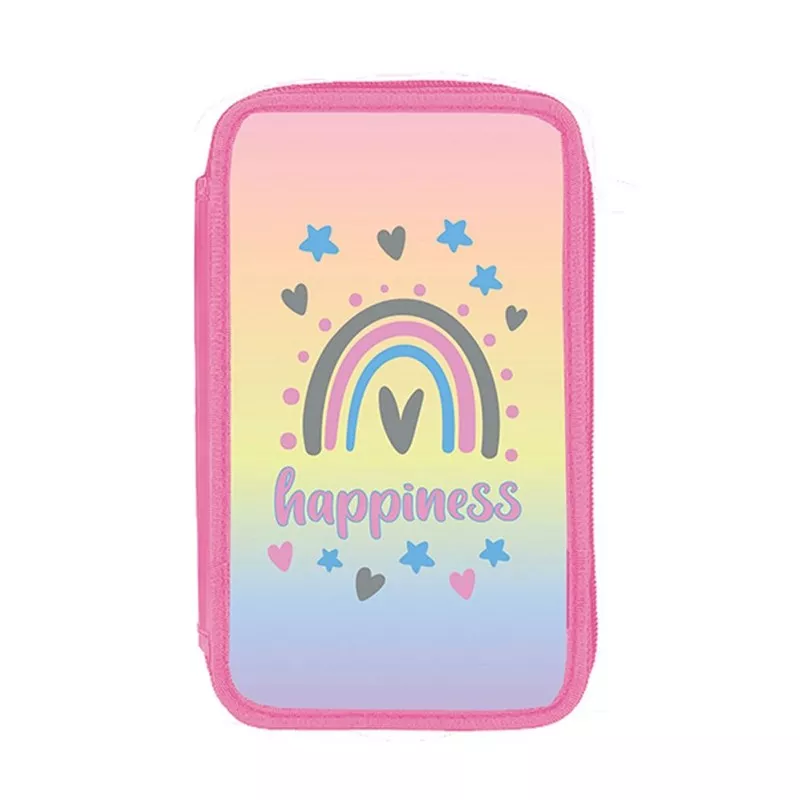 Penar scolar cu 2 fermoare, echipat cu 29 de piese, model Happiness - 1 | YEO