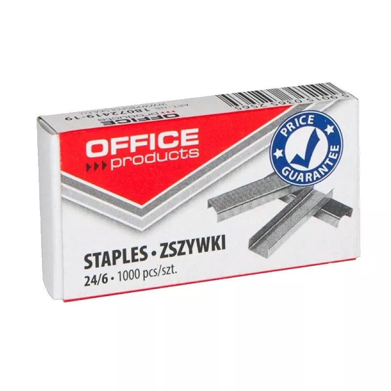 Capse 24/6, set 1000 bucati, otel galvanizat, argintiu, OfficeProducts