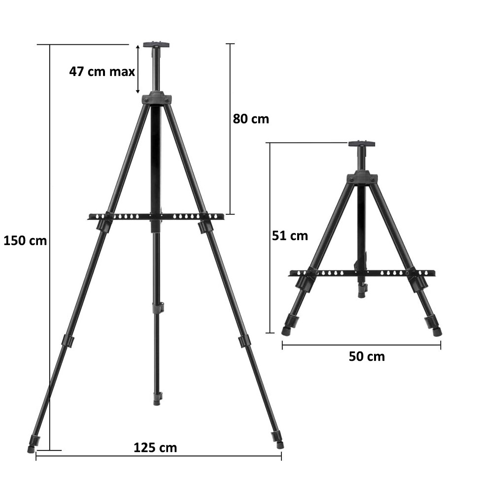 Trepied sevalet pictura, reglabil 50-150 cm, portabil, husa depozitare inclusa, RESIGILAT - 3 | YEO