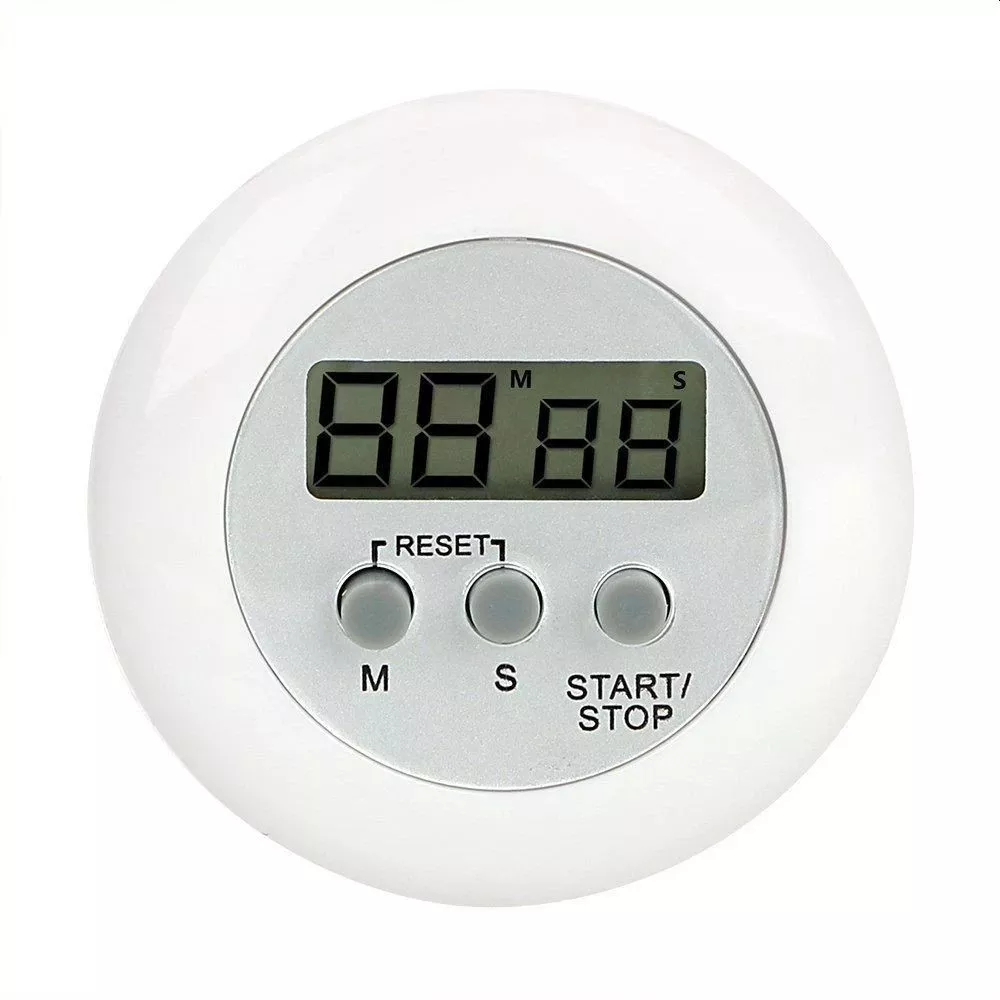 Timer pentru bucatarie afisaj LCD, magnetic, diametru 6.5 cm, alb