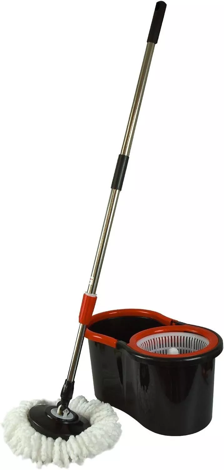 Mop rotativ cu galeata, rotire 360 grade, 2 capete interschimbabile, microfibra, maner telescopic - 2 | YEO