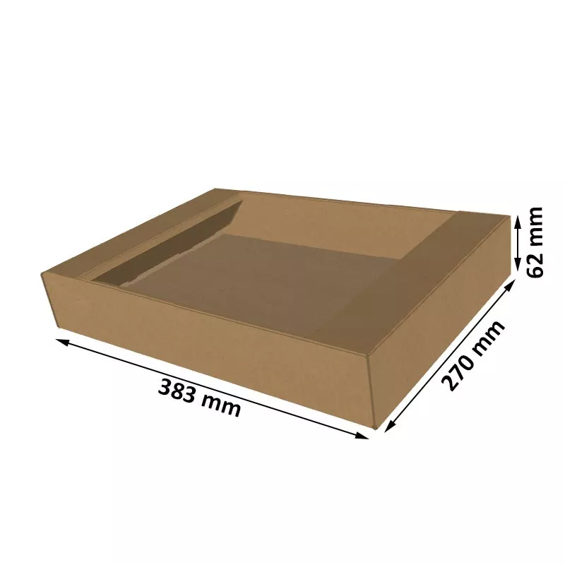 Tavita din carton natur microondul E 360 g, sistem autoformare, 383X270X62 mm