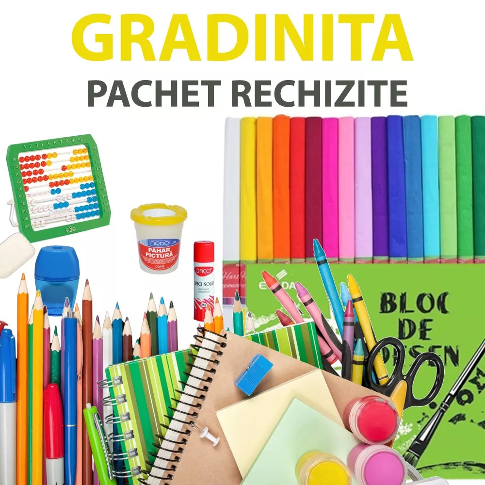 Pachet rechizite pentru gradinita, set complet cu 17 piese