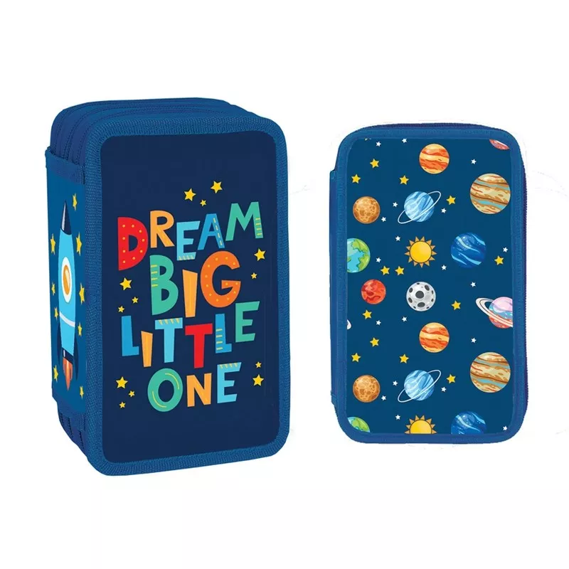 Penar echipat, 39 piese, Dream Big Little One, 3 compartimente cu fermoar, albastru