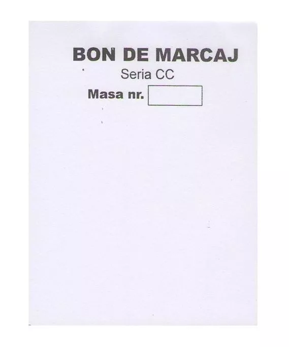 Bon de marcaj, 2 exemplare, 100 file, format A7, carton offset 100 g/mp