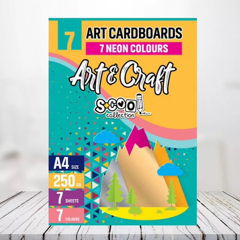 Carton color, format A4, culori neon, 250 g/mp, set 7 coli/set - 2 | YEO